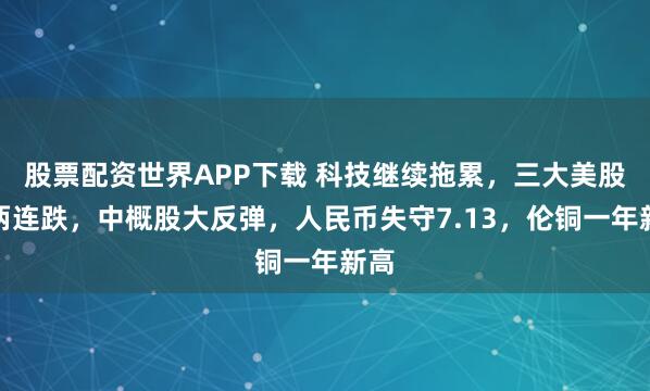 股票配资世界APP下载 科技继续拖累，三大美股指两连跌，中概股大反弹，人民币失守7.13，伦铜一年新高